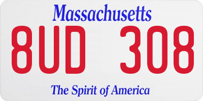 MA license plate 8UD308