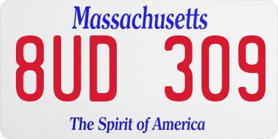 MA license plate 8UD309