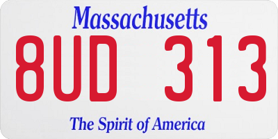 MA license plate 8UD313