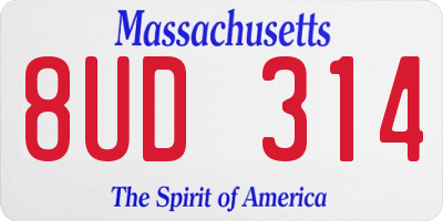MA license plate 8UD314