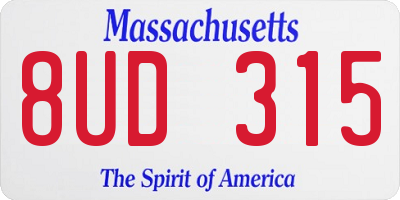 MA license plate 8UD315