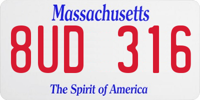 MA license plate 8UD316