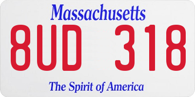 MA license plate 8UD318