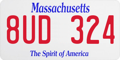 MA license plate 8UD324