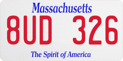 MA license plate 8UD326