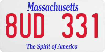 MA license plate 8UD331