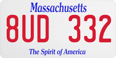 MA license plate 8UD332