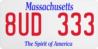 MA license plate 8UD333