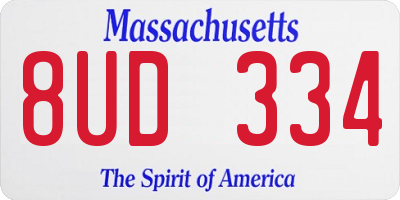 MA license plate 8UD334
