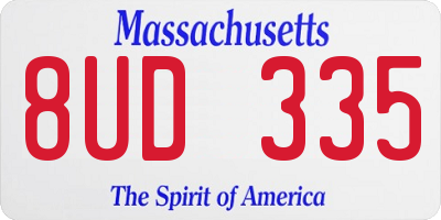 MA license plate 8UD335