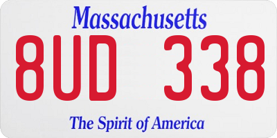 MA license plate 8UD338