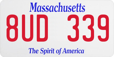 MA license plate 8UD339