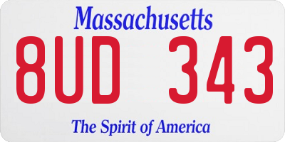 MA license plate 8UD343