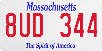 MA license plate 8UD344