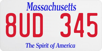 MA license plate 8UD345