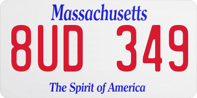 MA license plate 8UD349