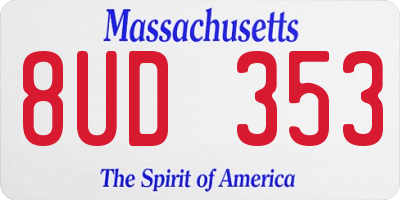 MA license plate 8UD353