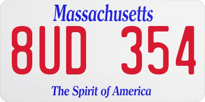 MA license plate 8UD354