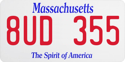 MA license plate 8UD355