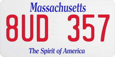 MA license plate 8UD357