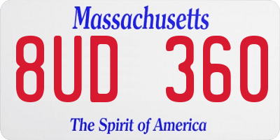 MA license plate 8UD360