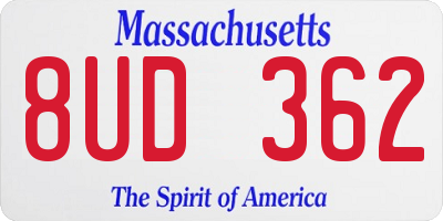 MA license plate 8UD362