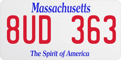 MA license plate 8UD363