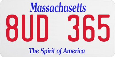 MA license plate 8UD365