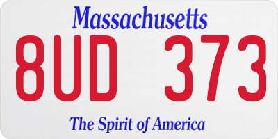 MA license plate 8UD373