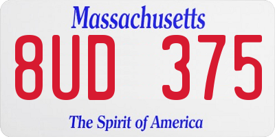 MA license plate 8UD375