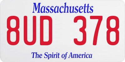 MA license plate 8UD378