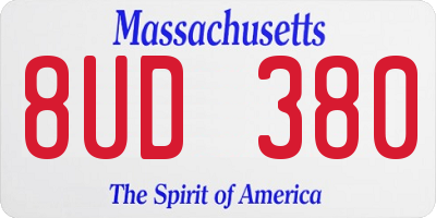 MA license plate 8UD380