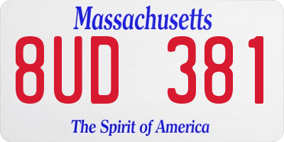 MA license plate 8UD381
