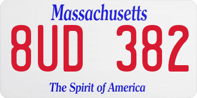 MA license plate 8UD382