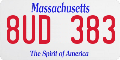 MA license plate 8UD383