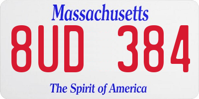 MA license plate 8UD384