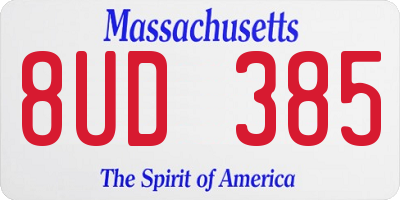 MA license plate 8UD385
