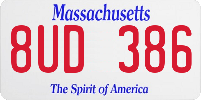 MA license plate 8UD386