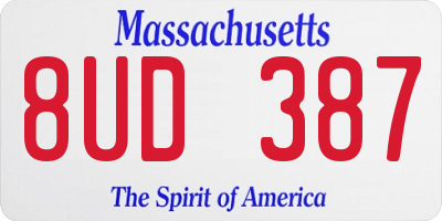 MA license plate 8UD387