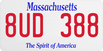 MA license plate 8UD388
