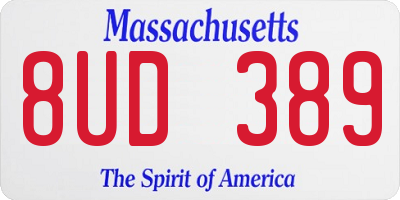 MA license plate 8UD389