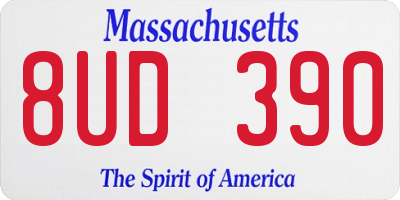 MA license plate 8UD390
