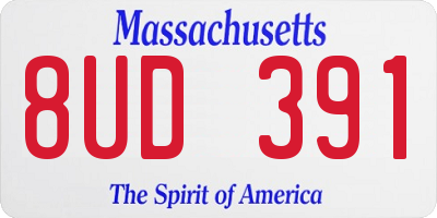 MA license plate 8UD391