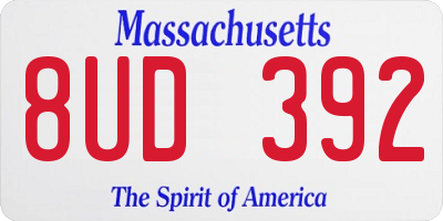MA license plate 8UD392