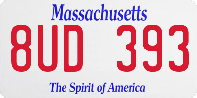 MA license plate 8UD393