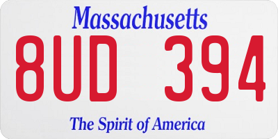 MA license plate 8UD394