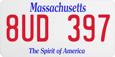 MA license plate 8UD397