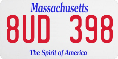 MA license plate 8UD398