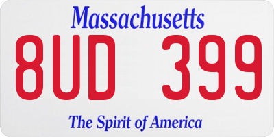 MA license plate 8UD399