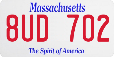 MA license plate 8UD702